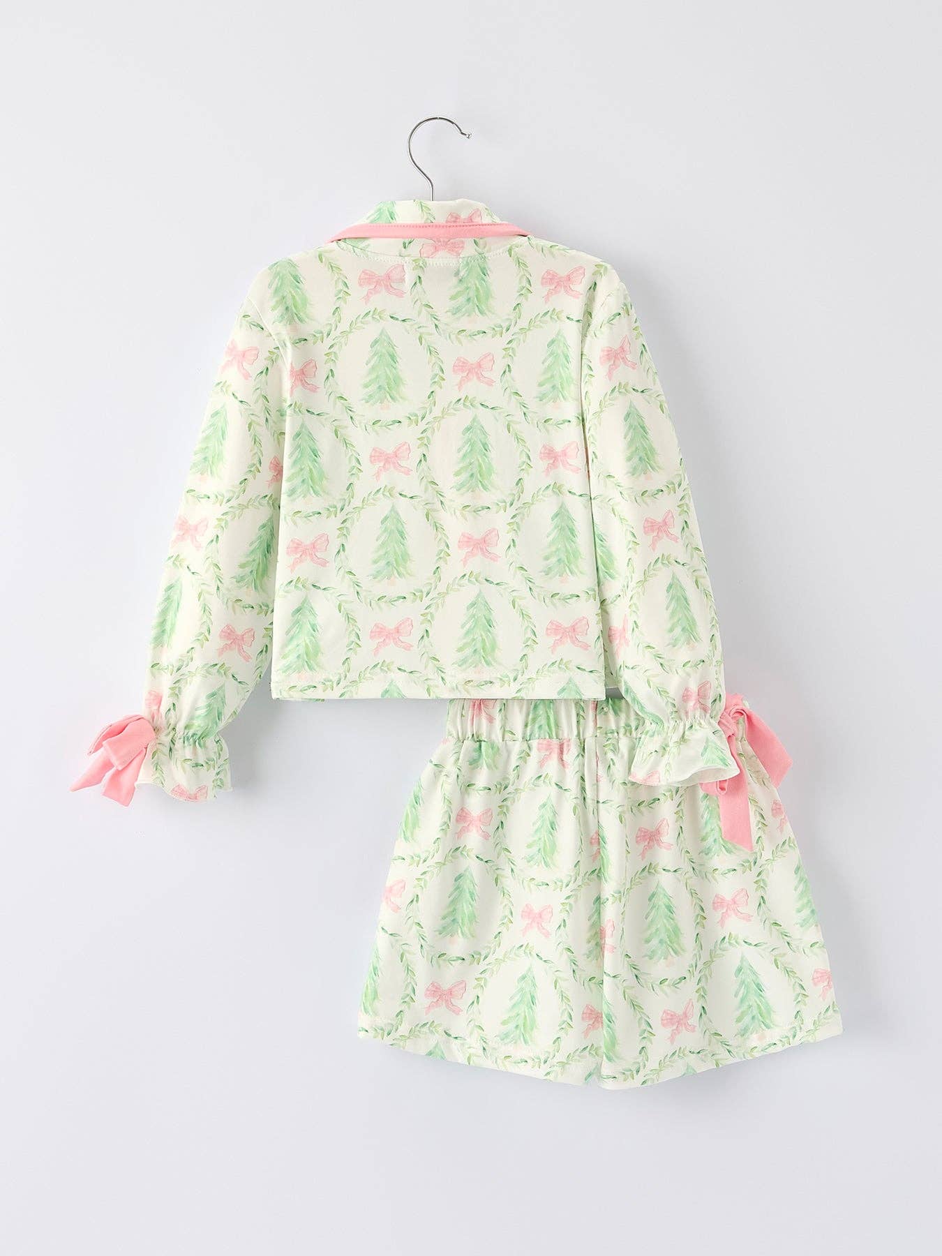 PREORDER: Mommy & Me Christmas Tree & Bow Print Girls Pajama Set (ETA: End of September)