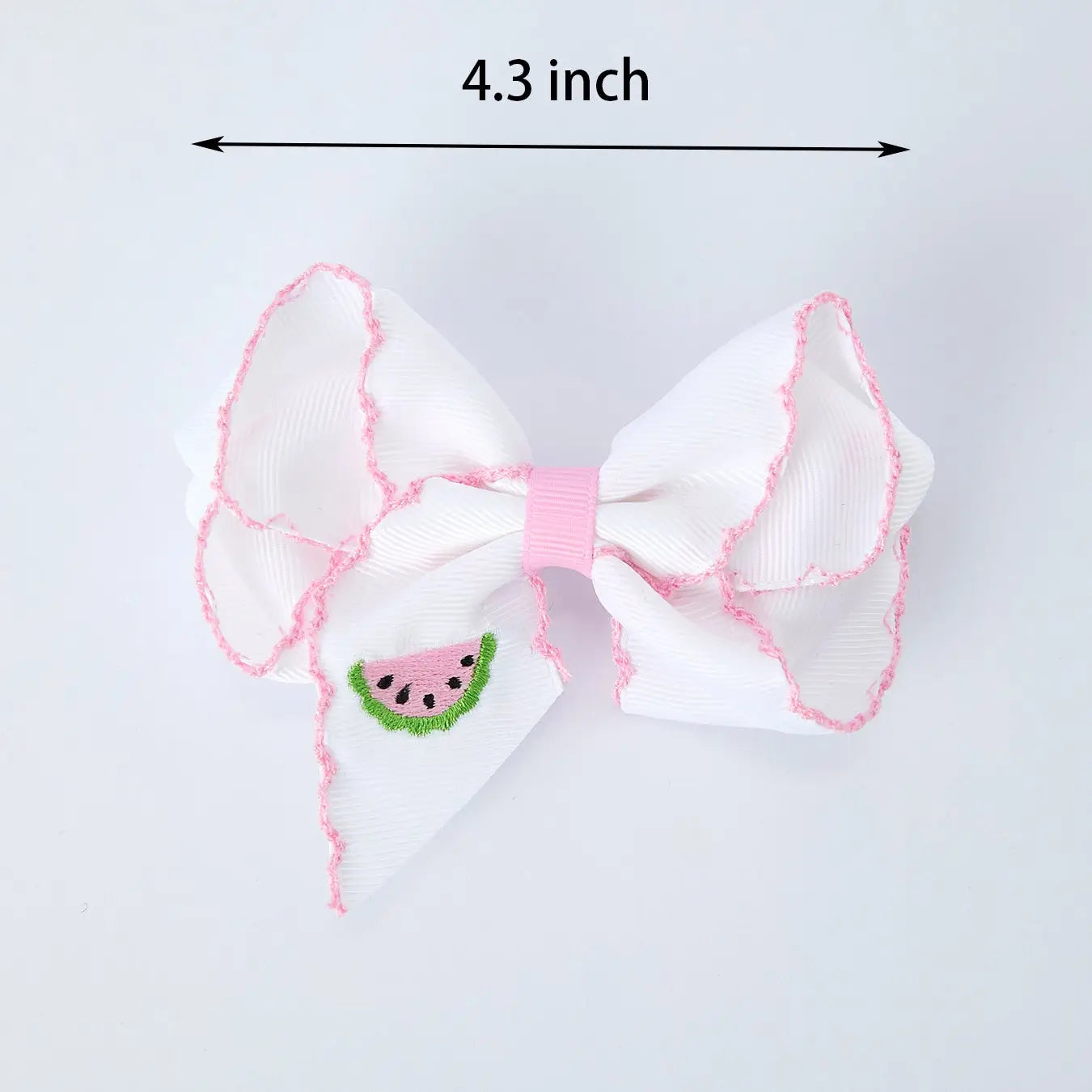 Watermelon Embroidered Bow 4.3"