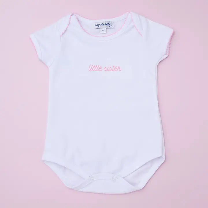 Little Sister Embroidered Short Sleeve Bodysuit