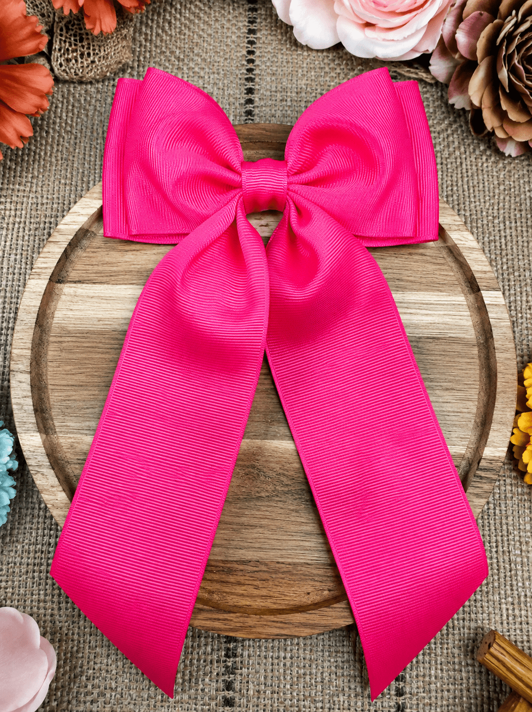 Double Looped Long Tail Boutique Hair Bow | Girls Grosgrain Hair Bow (9/8/26)