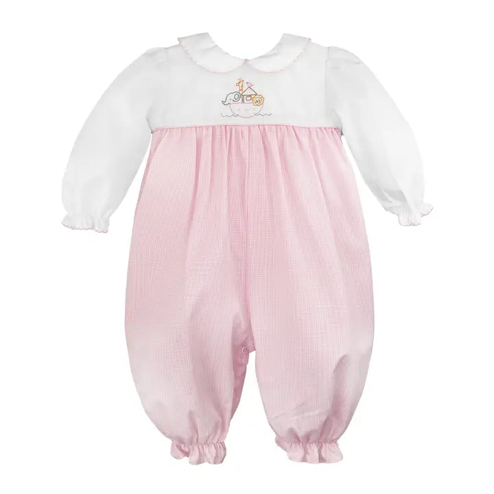 Noah's Ark Embroidered Girl's Romper