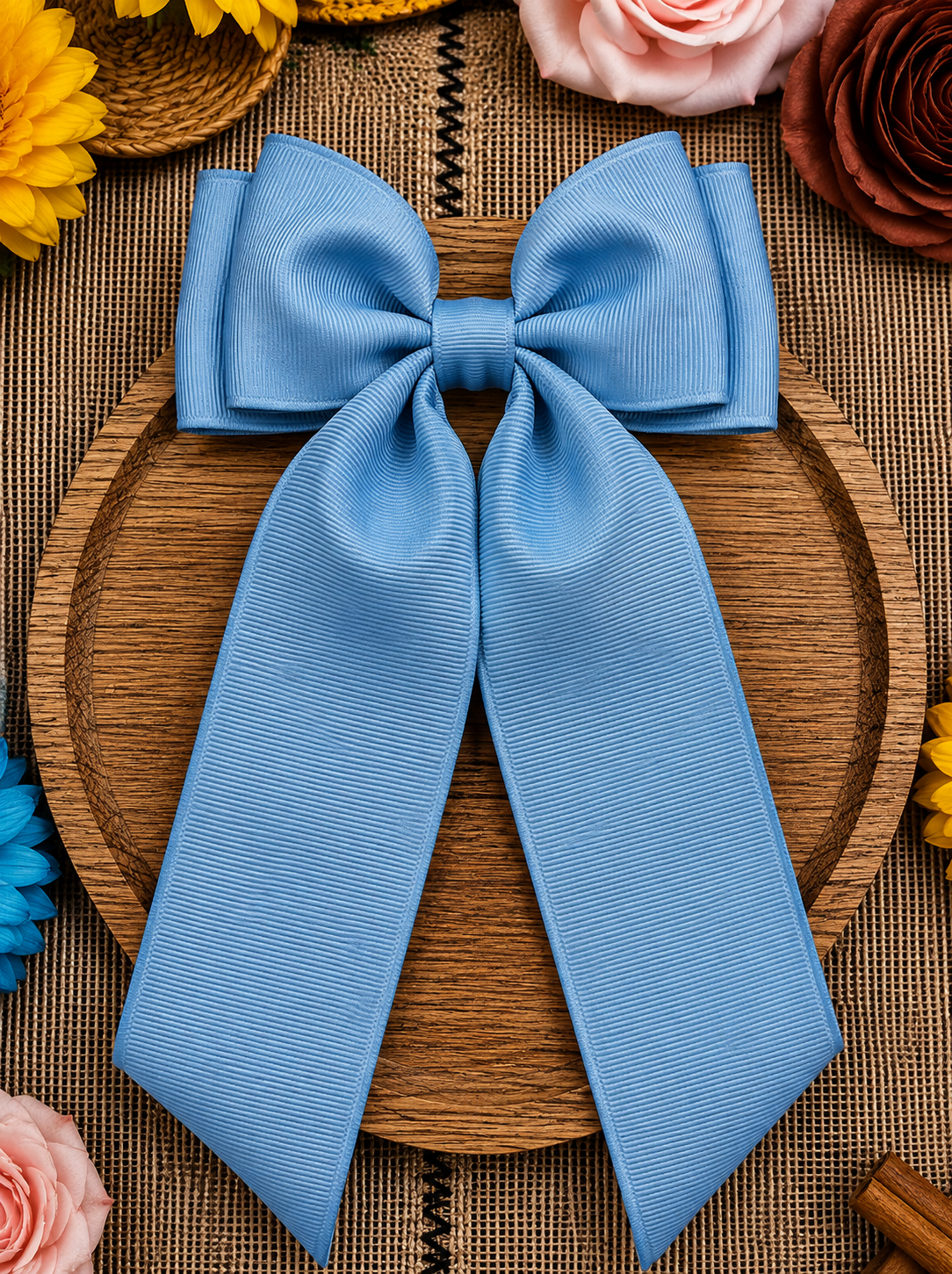 Double Looped Long Tail Boutique Hair Bow | Girls Grosgrain Hair Bow (9/8/26)