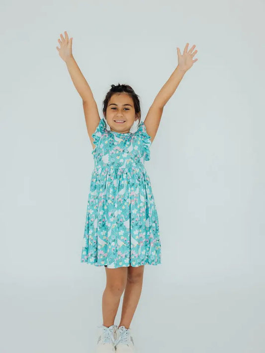 Silly Goose Flutter Sleeve Twirl Dress | Mila & Rose