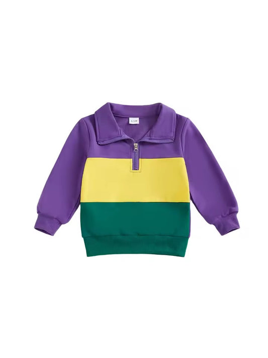 Mardi Gras Color Block Pullover