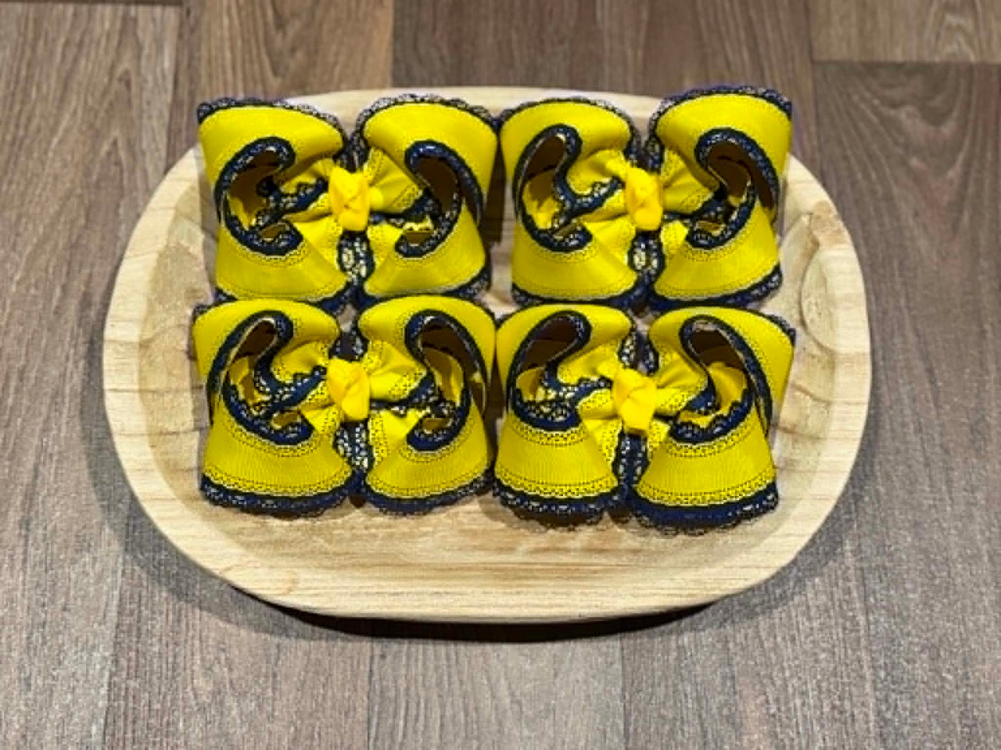 Yellow/Navy Lace Custom Bow