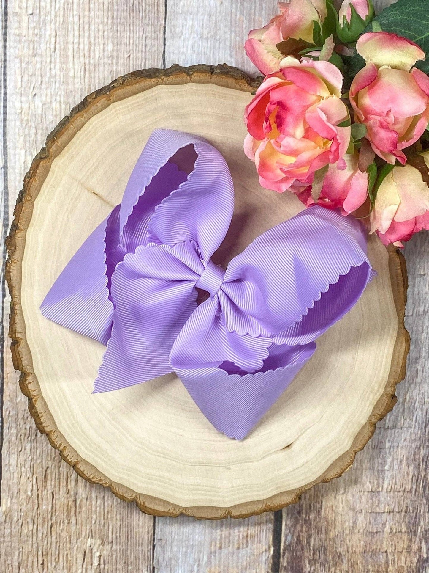 5.5" Oversize Scalloped Hair Bow - Headband