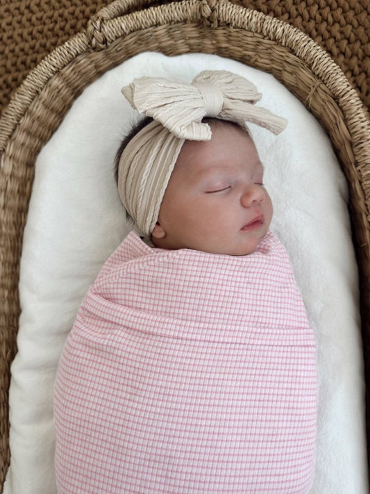 Pink Stripe / Ribbed Swaddle