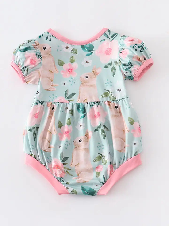 Blue Rabbit Floral Baby Romper(Special Deal)