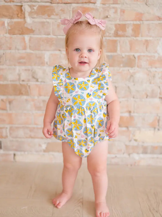 Amelia Romper in Starburst Garden | Baby Bubble
