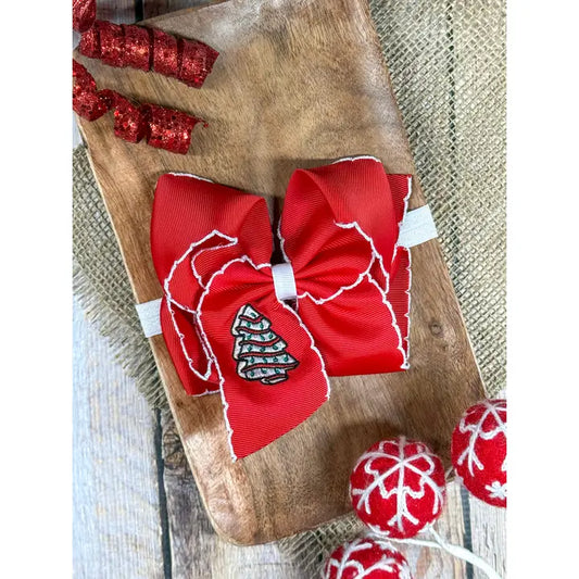 Christmas Snack Embroidered Moonstitch Bow Headband