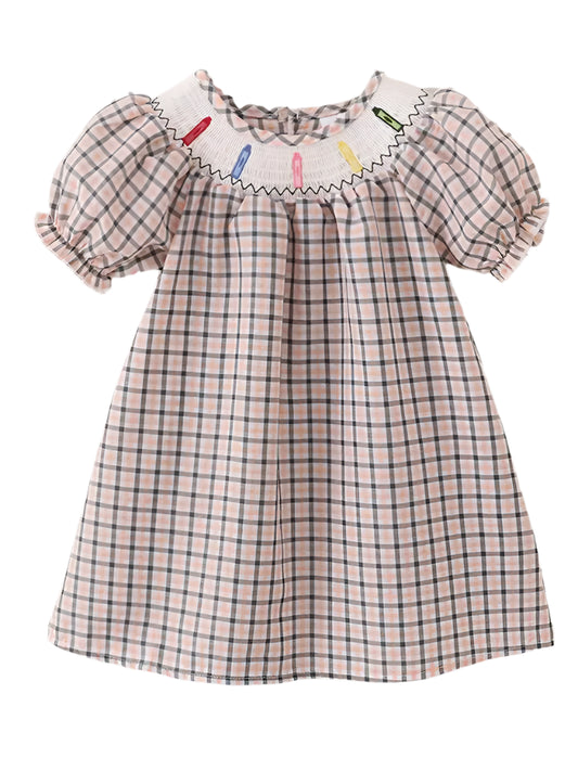 Plaid Crayon Smock Dress