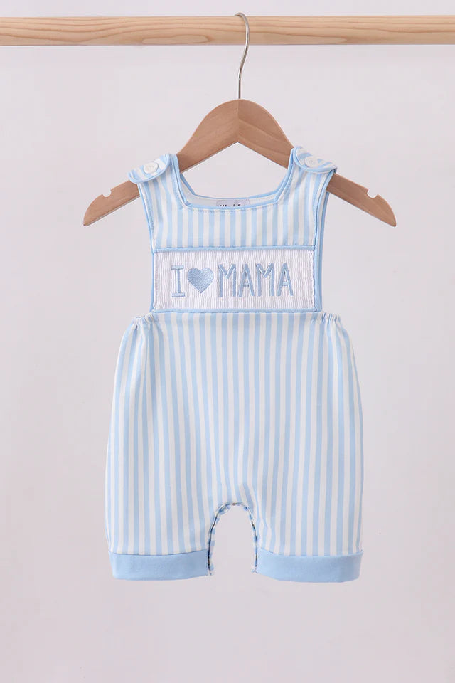 Blue floral I love MAMA smocked jonjon