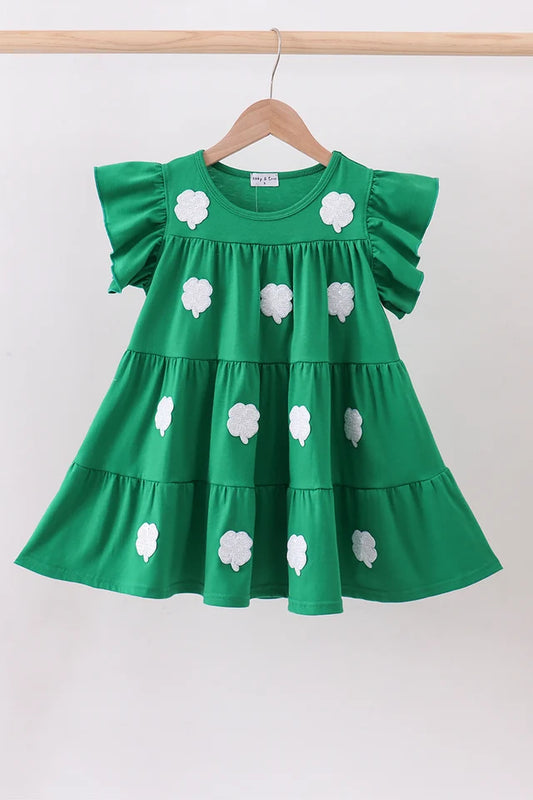 PRESALE - Green clover sequin ruffle tiered dress - ETA 8/20/26