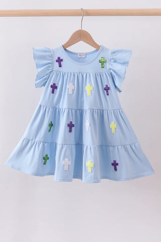 PRESALE - Blue cross sequin tiered dress - ETA 8/20/26