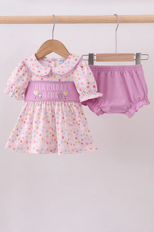 Purple Birthday Embroidery Bloomer Set