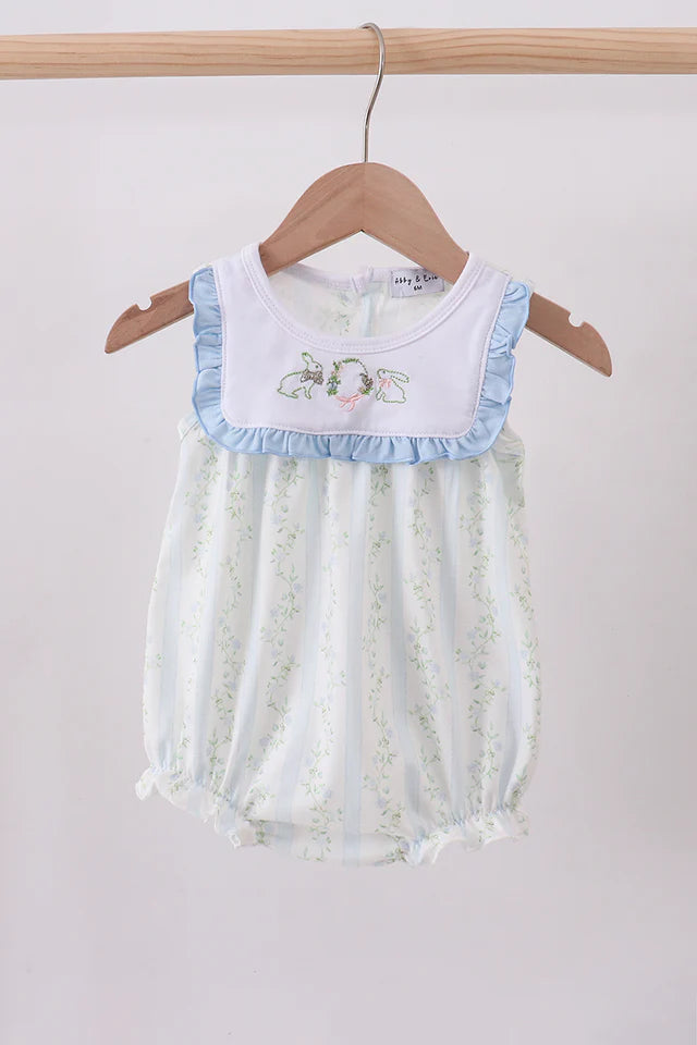 Floral bunny embroidery ruffle bubble