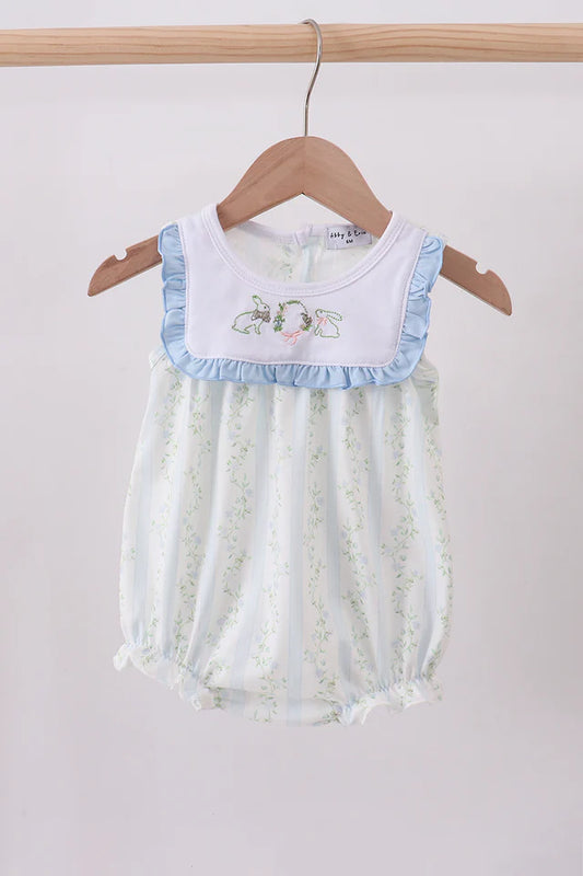 Floral bunny embroidery ruffle bubble