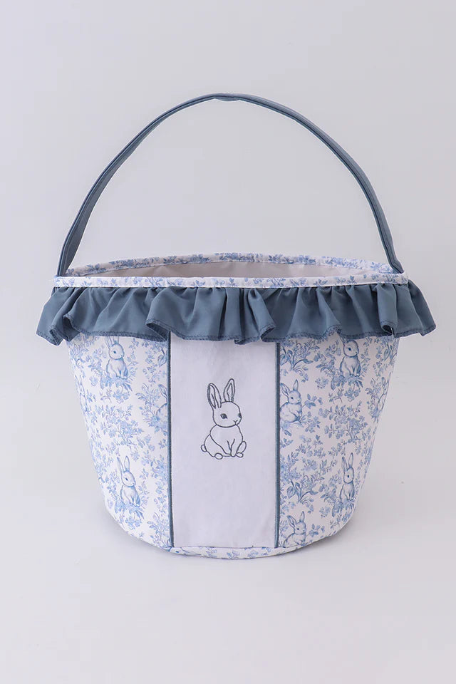 Blue bunny floral ruffle basket - One Size (Arrival Est: 2/20/26)