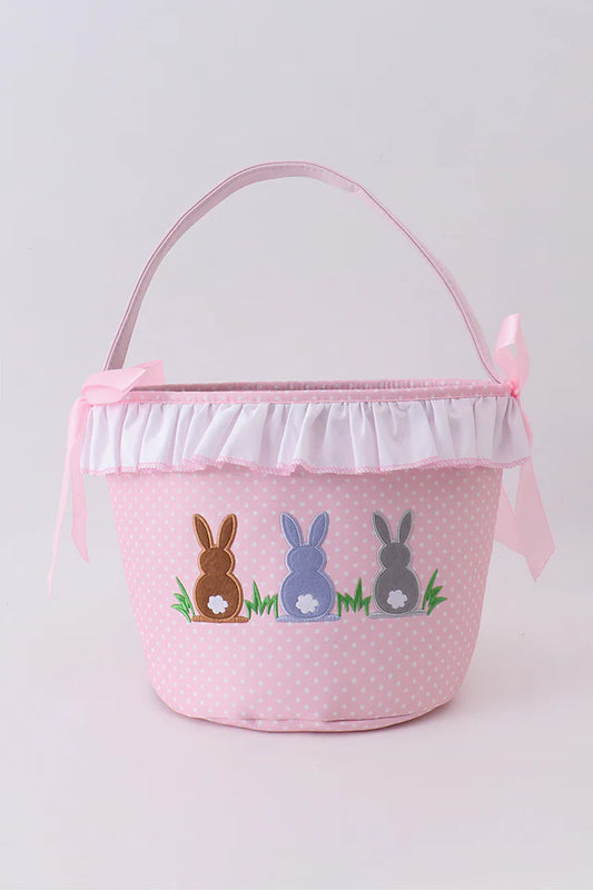 Pink bunny ruffle bow basket (Est. Arrival: 2/20/26)