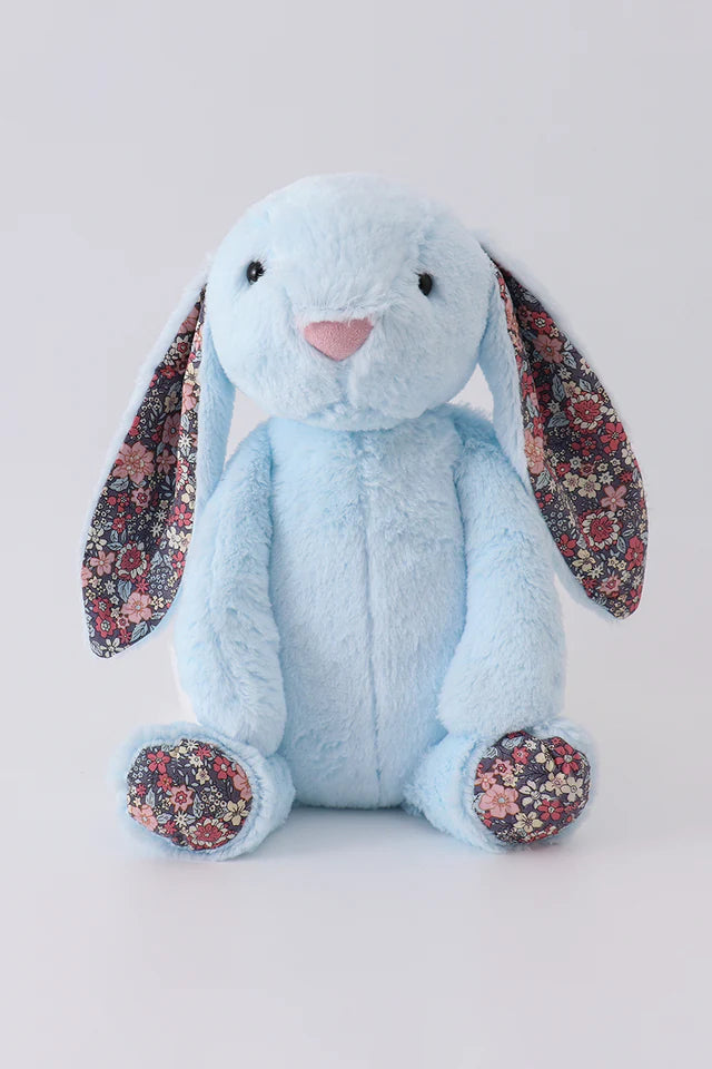 Blue Floral Plush Bunny