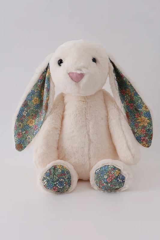 Ivory Floral Plush Bunny