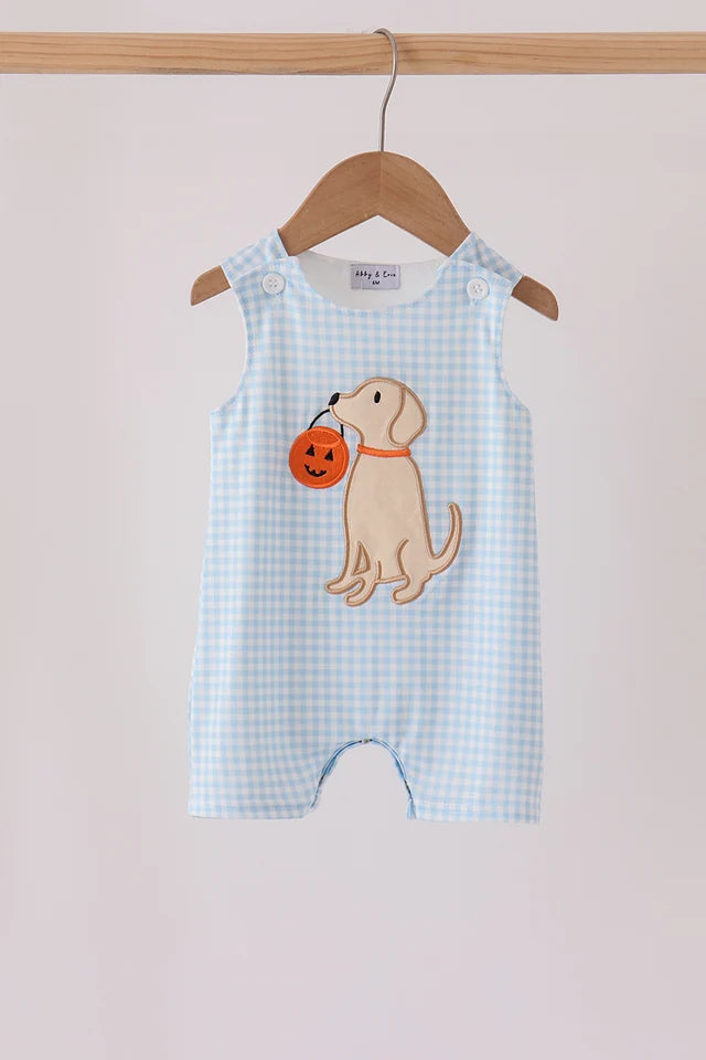 Blue Puppy Pumpkin Applique Jon Jon