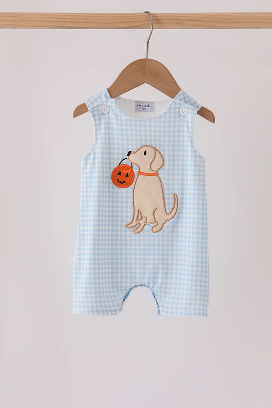 Blue Puppy Pumpkin Applique Jon Jon