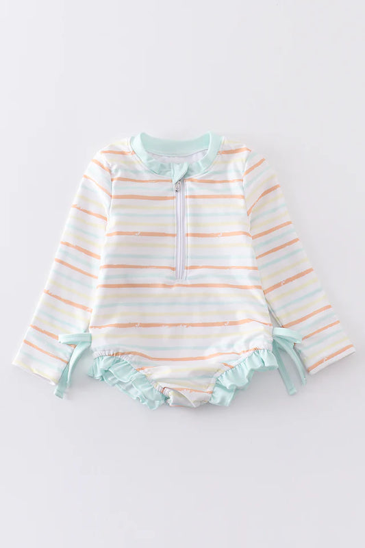 MULTICOLORED STRIPE ONE PIECE GIRL SWIMWEAR