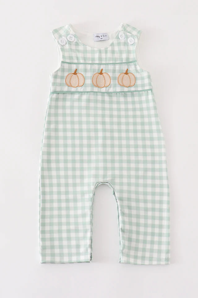 Green gingham pumpkin embroidery JonJon