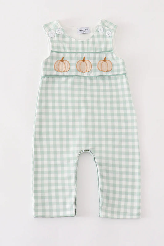 Green gingham pumpkin embroidery JonJon
