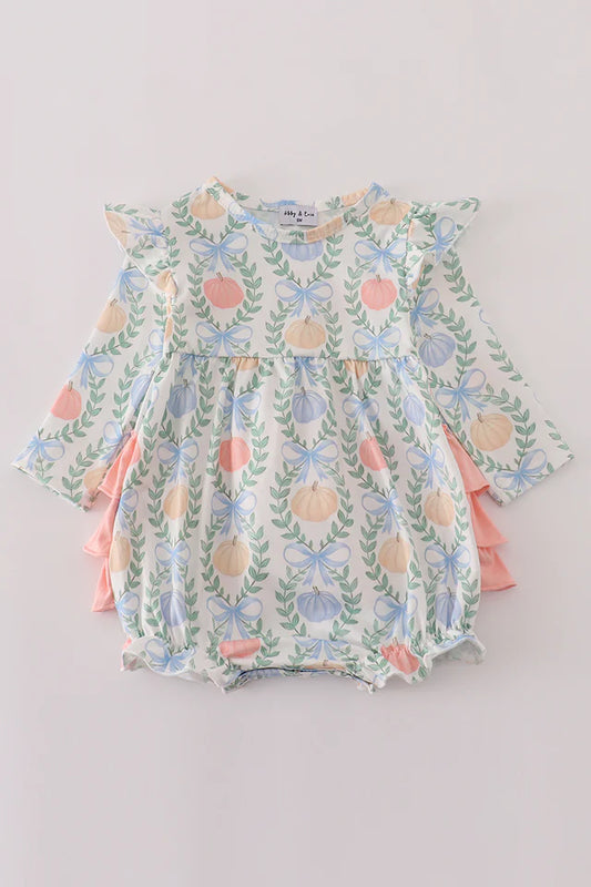 Pumpkin Bows & Ruffles Romper