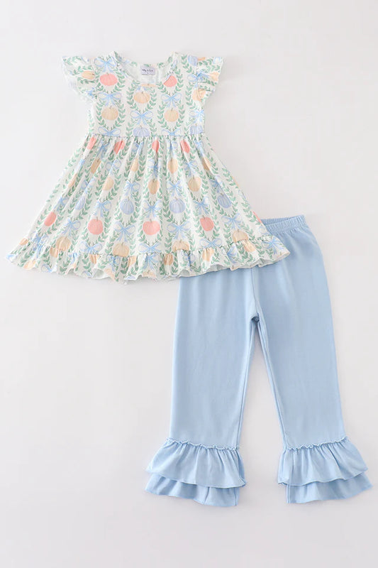Delicate Blue Cascading Pumpkins Set