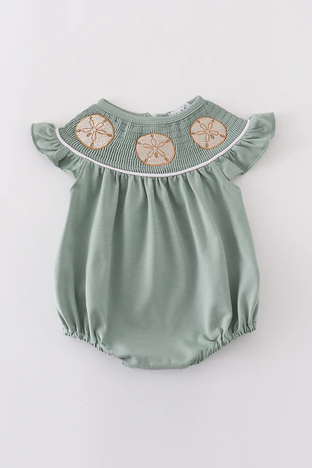 Seaside Sand Dollar Smocked Girl Bubble