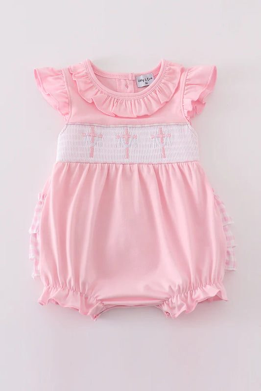 Pink Easter Cross Girl Romper