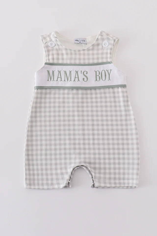 Mama’s Boy Gingham Jon Jon - Gray/Green