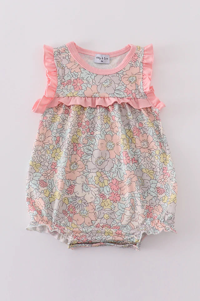 Pastel Petals Ruffle Romper (Pink)