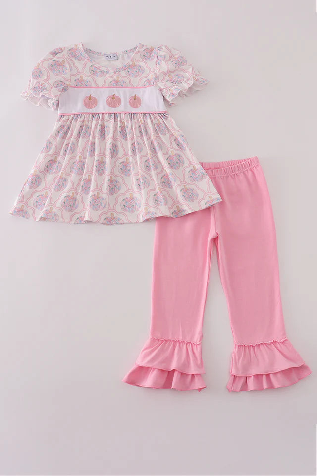 Pink Pumpkin Ruffle Pant Set