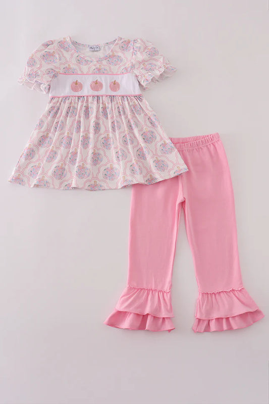 Pink Pumpkin Ruffle Pant Set
