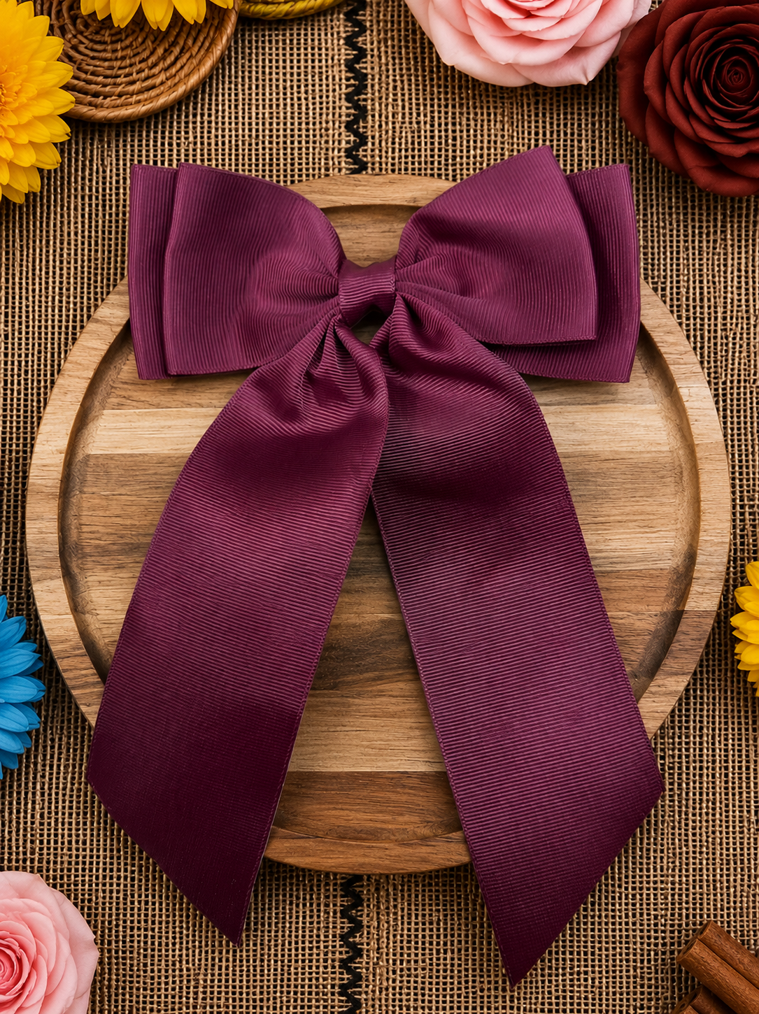 Double Looped Long Tail Boutique Hair Bow | Girls Grosgrain Hair Bow (9/8/26)