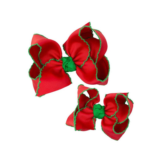 Crochet Edge Ribbon (Red w/ Emerald)