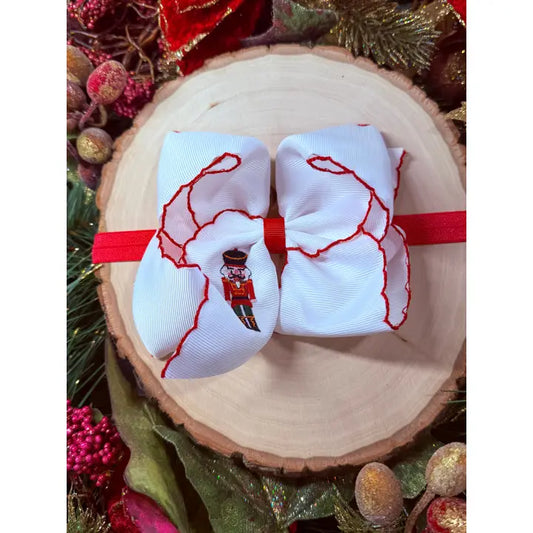 Nutcracker Embroidered Moonstitch Bow Headband