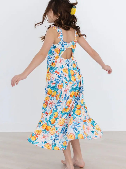 Mila & Rose Tropical Summer Ruffle Maxi Dress