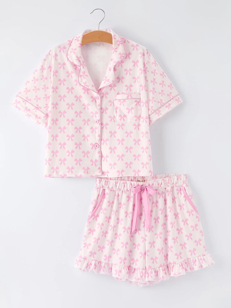 Pink Bows Adult Pajamas