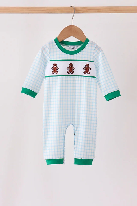 Plaid Gingerbread Embroidery Romper (ETA: 10/12/26)