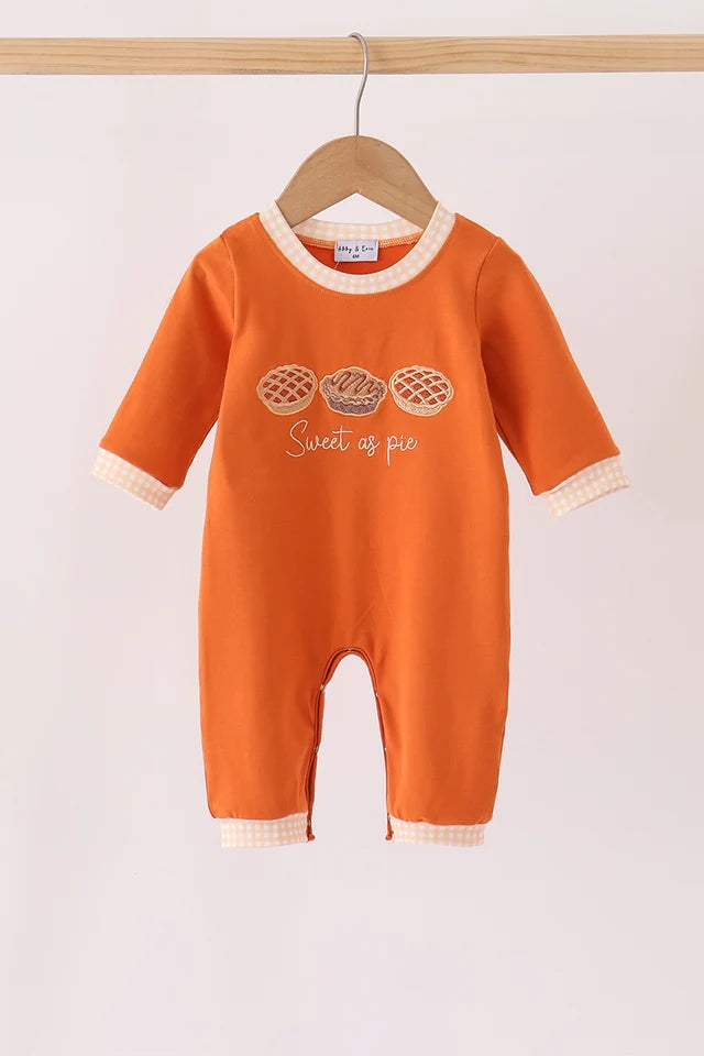 Sweet as pie embroidery boy romper (ETA: 10/12/26)