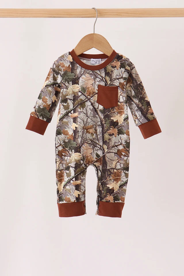 Camouflage tree pocket romper (ETA: 10/12/26)
