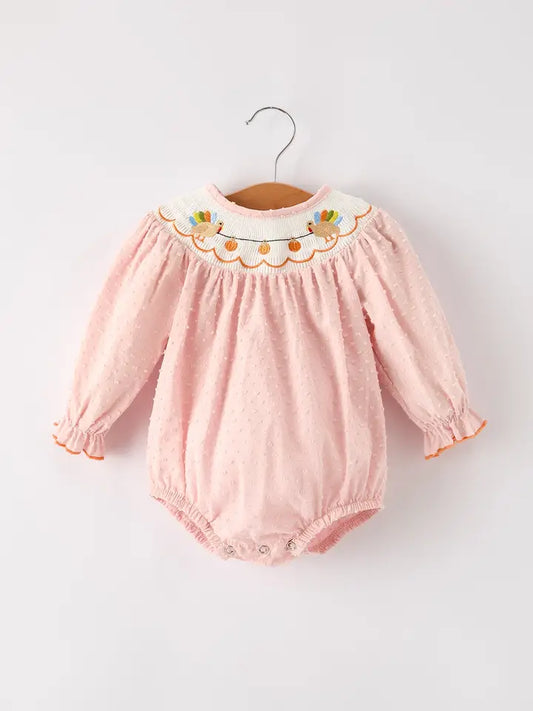 Turkey Swiss Dot Smocked Romper