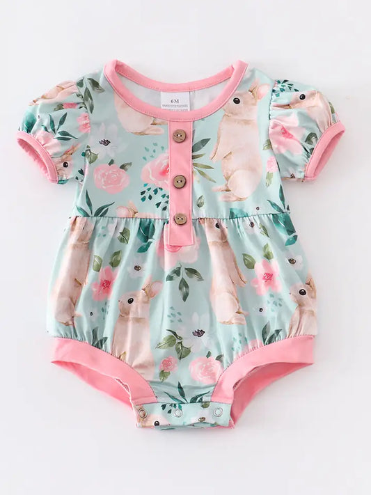 Blue Rabbit Floral Baby Romper(Special Deal)