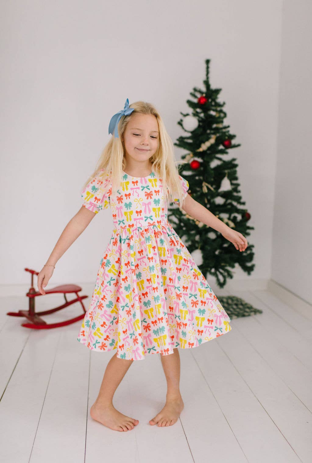Puff Dress in Holiday Bows | Ollie Jay