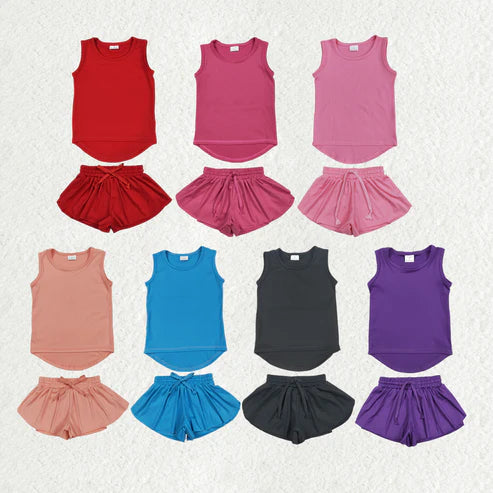 Factory Preorder: Athletic Solid Tank/Butterfly Shorts Sets